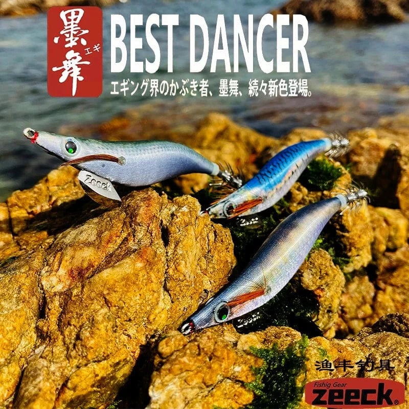 China China FUKUSHIMA 3.5 SQUID JIGS EGI LURE FISHING WOOD SHRIMP BAIT CUTTLEFISH OCTOPUS GLOW SOUND SHARP HOOKS  SILK SKIN 19GRAMS SHALLOW