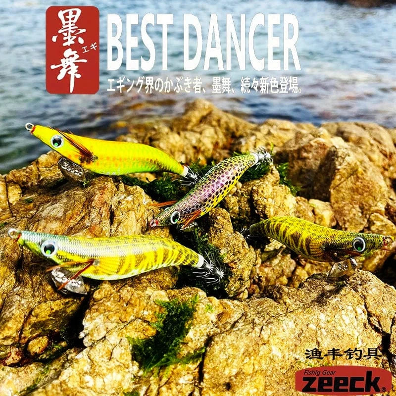 China China FUKUSHIMA 3.5 SQUID JIGS EGI LURE FISHING WOOD SHRIMP BAIT CUTTLEFISH OCTOPUS GLOW SOUND SHARP HOOKS  SILK SKIN 19GRAMS SHALLOW