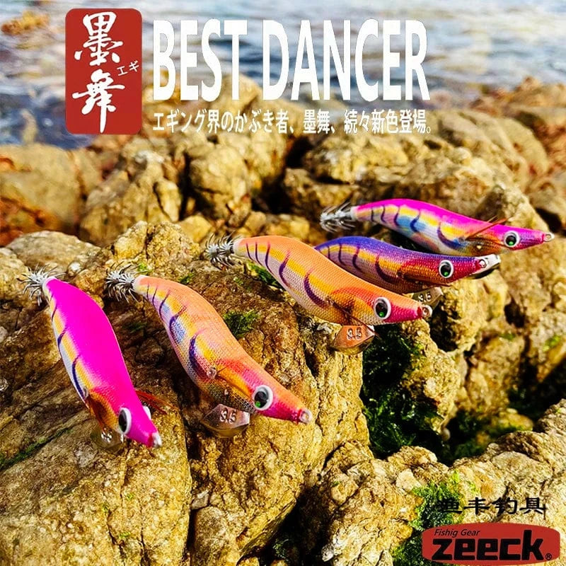 China China FUKUSHIMA 3.5 SQUID JIGS EGI LURE FISHING WOOD SHRIMP BAIT CUTTLEFISH OCTOPUS GLOW SOUND SHARP HOOKS  SILK SKIN 19GRAMS SHALLOW