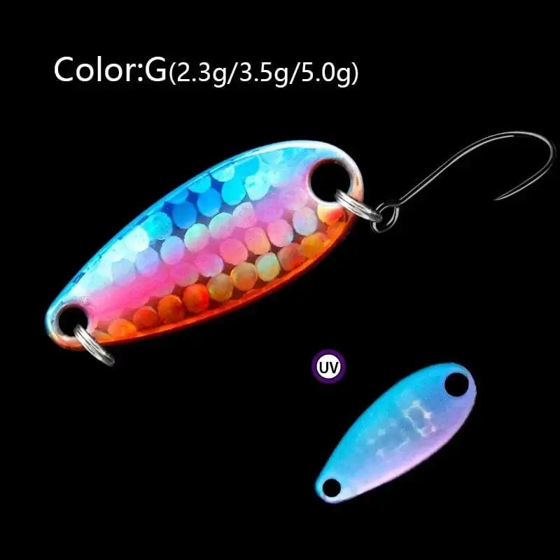 China China G / 5g LETOYO 2.3g/3.5g/5g Laser Spinner Lure UV Luminous Spoon Fishing Lure Double Painted Spinner Baits Colorful Trout Prech Lure