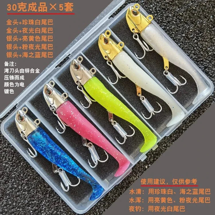 China China G 5pcs 30g Artificial Bait Lumious/Glow Mackerel Sea Bullet Bass Snapper Fishing Lure Wobblers Swimbait Jigging Plastic Baits