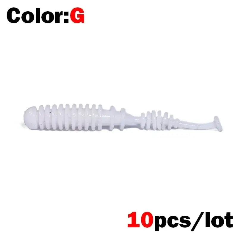 China China G New 10pcs 4.2cm Fishing Soft Worm Lures Pin Tail Ice Fishing Bait Soft Polaris Sinking Lure Pesca Cheap Silicone Fishing Tackle