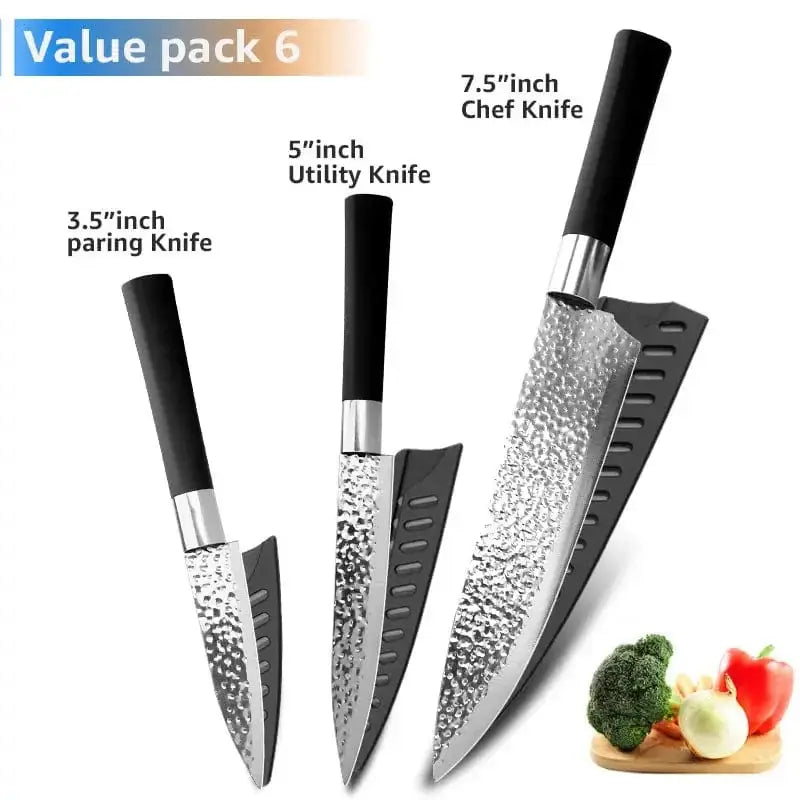 China China G / Russian Federation Chef knives 6 Set Professional Japanese Kitchen knives High Carban  stainless steel Meat Cleaver Fruit Paring knife Chef Knife