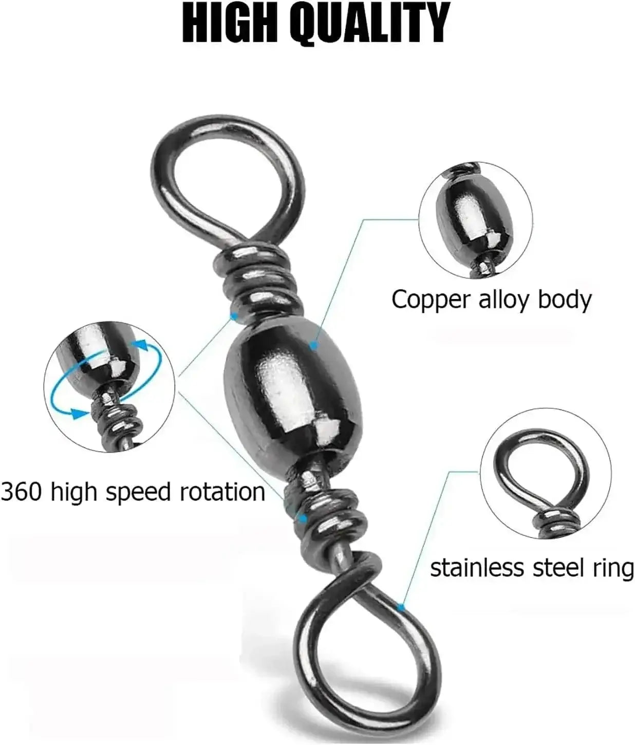 China China Goture 200pcs Fishing Rolling Swivel Snap Drag 16kg-70kg Stainless Steel Fishhooks Barrel Swivel Fishing Tackeles Line Connector