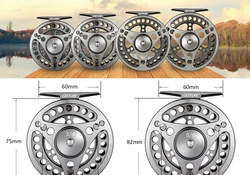 China China Goture 3/4 5/6 7/8 9/10 WT Fly Fishing Reels CNC-machined Large Arbor Fly Reel 2+1BB 1:1 For Trout Pike Carp Fishing Accessories