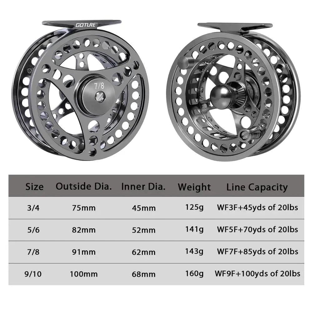 China China Goture 3/4 5/6 7/8 9/10 WT Fly Fishing Reels CNC-machined Large Arbor Fly Reel 2+1BB 1:1 For Trout Pike Carp Fishing Accessories