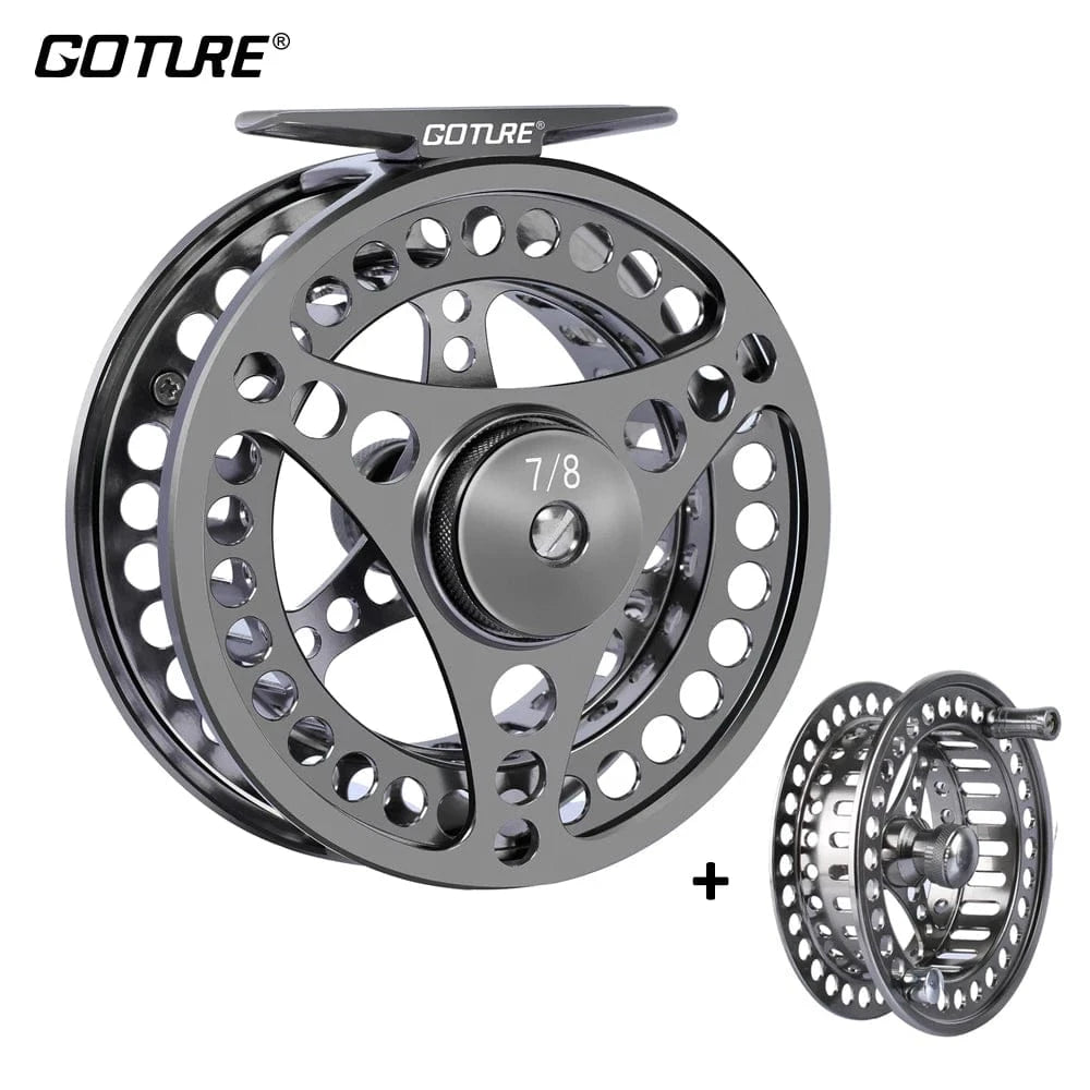 China China Goture 3/4 5/6 7/8 9/10 WT Fly Fishing Reels CNC-machined Large Arbor Fly Reel 2+1BB 1:1 For Trout Pike Carp Fishing Accessories