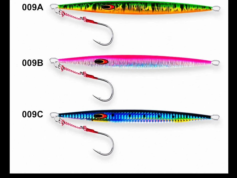 China China Goture 3pcs/lot Saltwater Speed Pitch Jigging Fishing Lure 80g 100g 150g 200g 250g 300g 350g Luminous Metal Jig Spoon 3 Colors