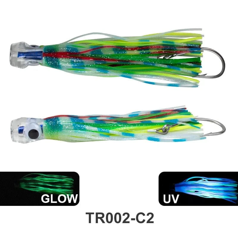 China China green-1pc 1pc 23cm 130g UV Trolling Lure Bait Resin Head Head Octopus Squid Skirt Bait Big Game Drag Fishing Marlin Tuna Pesca Hard Bait