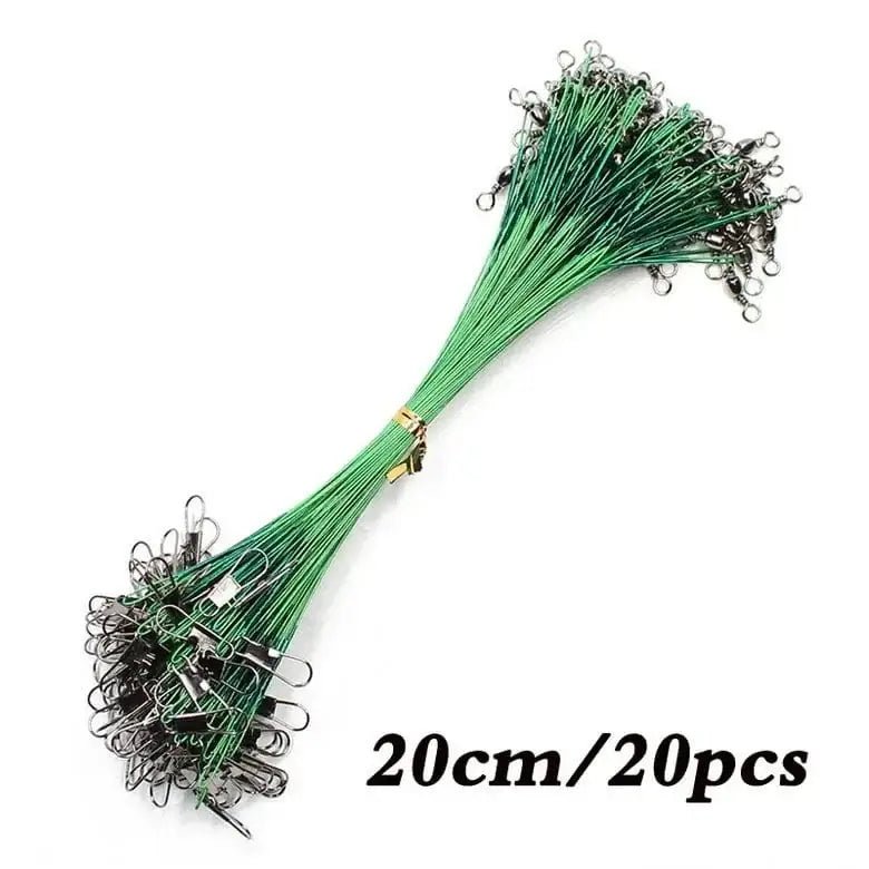 China China Green-20 20pcs Anti Bite Steel Fishing Line Steel Wire Leader With Swivel Fishing Accessory Lead Core Leash Fishing Wire 15cm 20cm  30cm