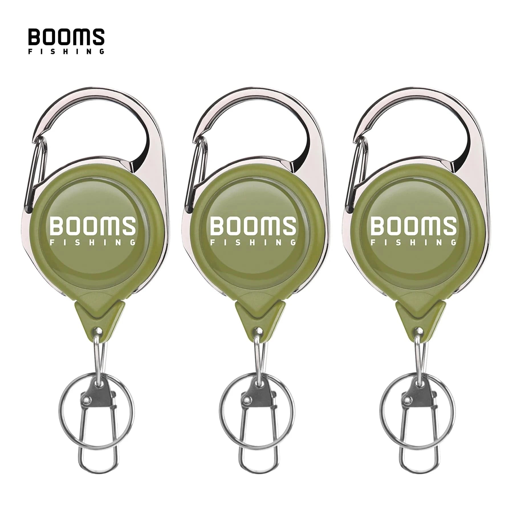 China China Green 3PCS Booms Fishing RG1 Retractable Key Chain with Gear Combo Cord Easy Release Badge Holder Fly Fishing Zinger Retractor Accessories