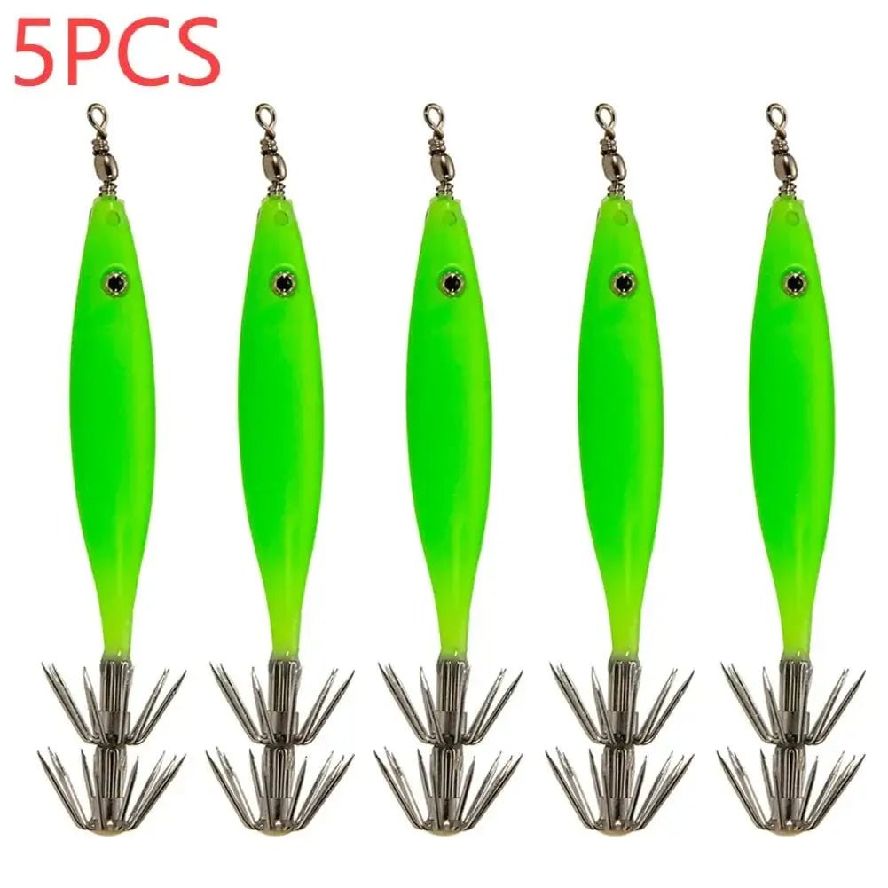 China China green 5/10pcs 8cm 4g Luminous Cuttlefish Squid Jig Hook Fishing Lures Octopus Glow Jig Artificial Bait Hard Turlutte Lure Shrimp Bait