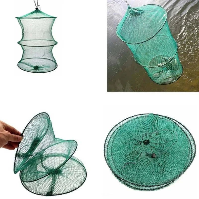 China China Green Folding Round Nylon Mesh Metal Frame Crab Fishing Net Shrimp Cast Minnow Trap Fishing Landing Fish Tackle Accessory Crawdad Y8I6
