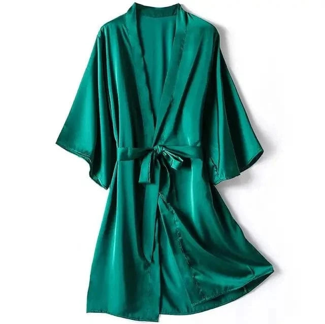 China China green / M Kimono Bathrobe Gown Female Robe Set Satin Sleepwear Casual Nightgown Bridal Wedding Gift Sexy Nightwear Intimate Lingerie