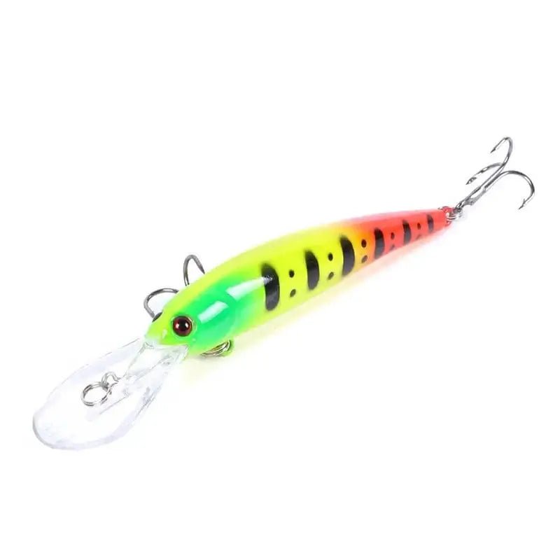 China China Green Yellow 1 Fish Hook Bait 10g Deep Diving Large Minnow Wobbler Lure Artificial Hard Bait Crankbait Bass Pike Walleye Perch Fishing Gear