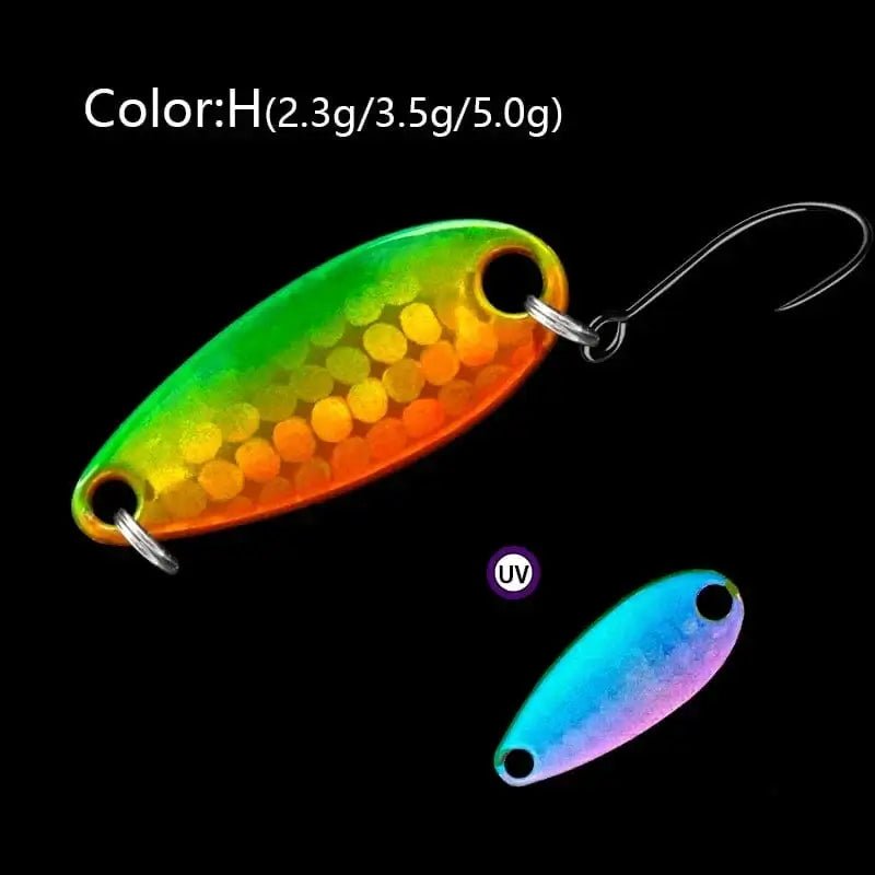 China China H / 5g LETOYO 2.3g/3.5g/5g Laser Spinner Lure UV Luminous Spoon Fishing Lure Double Painted Spinner Baits Colorful Trout Prech Lure
