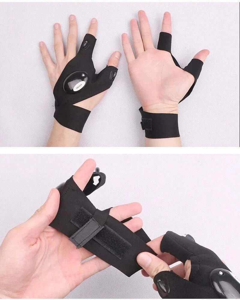 China China Half-finger Fishing Gloves Led Flashlight Waterproof Flashlight Outdoor Hiking Camping Fishing Rescue Survival Lighting Tool