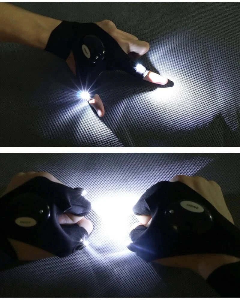 China China Half-finger Fishing Gloves Led Flashlight Waterproof Flashlight Outdoor Hiking Camping Fishing Rescue Survival Lighting Tool