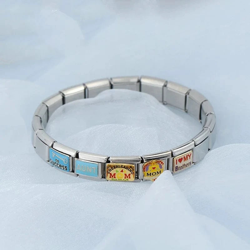 China China Hapiship New Popular Fashion Sweet Aunt Mom Dad Love Niece Charm Links Fit 9mm Stainless Steel Bracelet Making DIY Jewelry DJ132