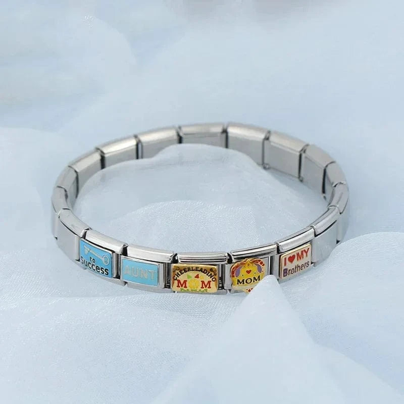 China China Hapiship New Popular Fashion Sweet Aunt Mom Dad Love Niece Charm Links Fit 9mm Stainless Steel Bracelet Making DIY Jewelry DJ132