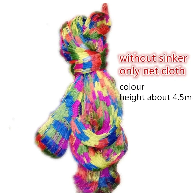 China China height about 4.5m / CHINA Finefish-Hand-Made Weave PE Color Line Cast Net Cloth without Sinker, Hand Throw Fishing Nets, Catch Fish Network, High Strength