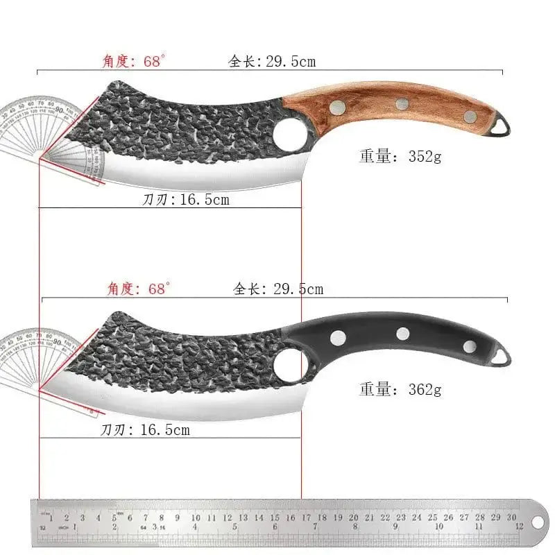 China China High Carbon Steel Butcher Knives KnifeHand-forged Hammered Meat Cleaver With Finger Ring Meat Cleaver Boning Viking Chef Knife