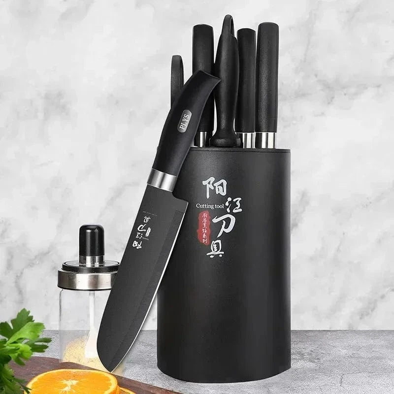 China China High quality Black Steel Knife set Home multi-functional sharp Bone cutting knife, chef's slicing knife, kitchen accessories