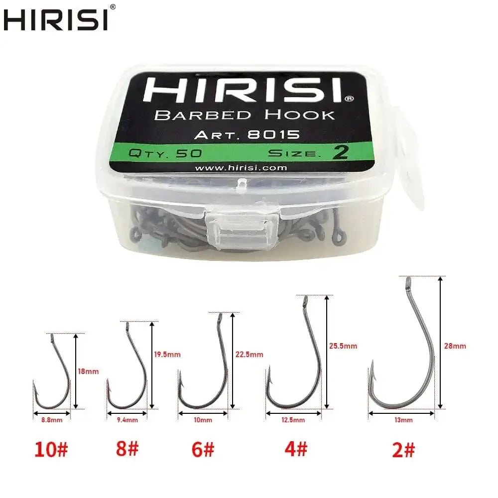 China China Hirisi 50pcs Coated High Carbon Steel Barbed Hooks Carp Fishing Hooks Pack Tackle Accessories 8015