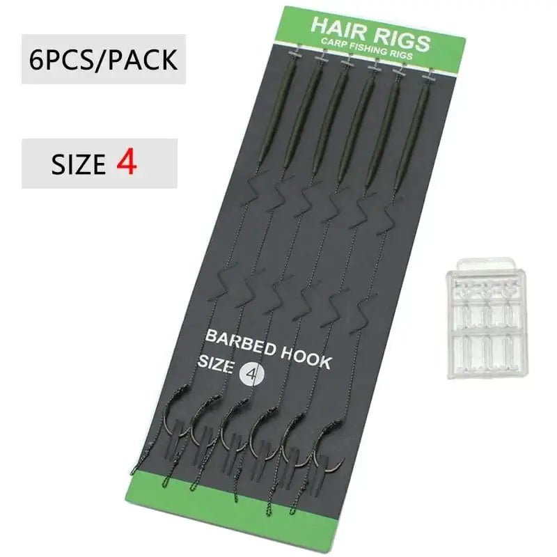 China China Hook Size 4 6pcs Carp Fishing Accessories Hair Rig Fishing Hook Set Ready Made Tied Rigging With Fishing Line Boilie Hook For Carp Tackle