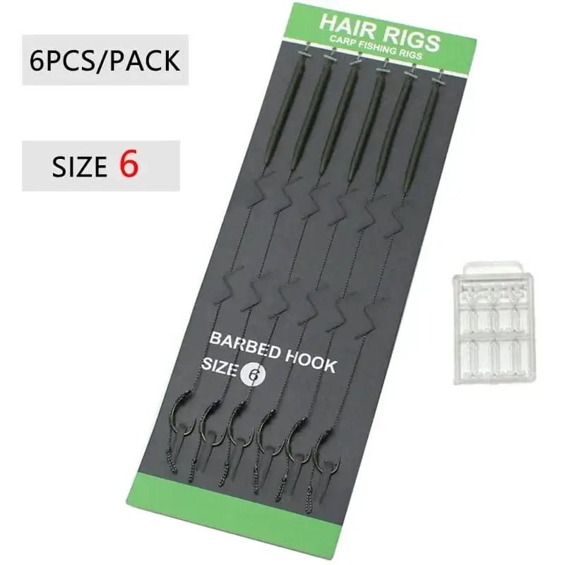 China China Hook Size 6 6pcs Carp Fishing Accessories Hair Rig Fishing Hook Set Ready Made Tied Rigging With Fishing Line Boilie Hook For Carp Tackle