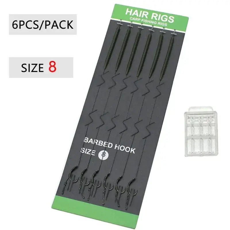 China China Hook Size 8 6pcs Carp Fishing Accessories Hair Rig Fishing Hook Set Ready Made Tied Rigging With Fishing Line Boilie Hook For Carp Tackle