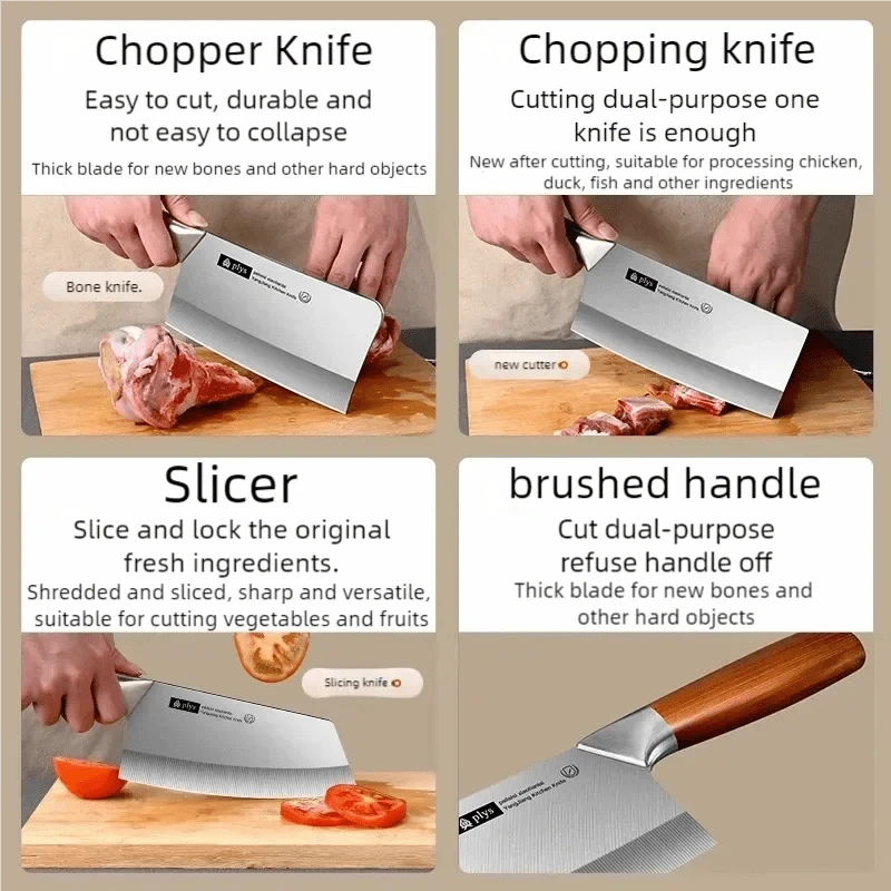China China Household kitchen knife set with wrought steel handle, multi-functional kitchen knife,sharp and high hardness bone cutting knife
