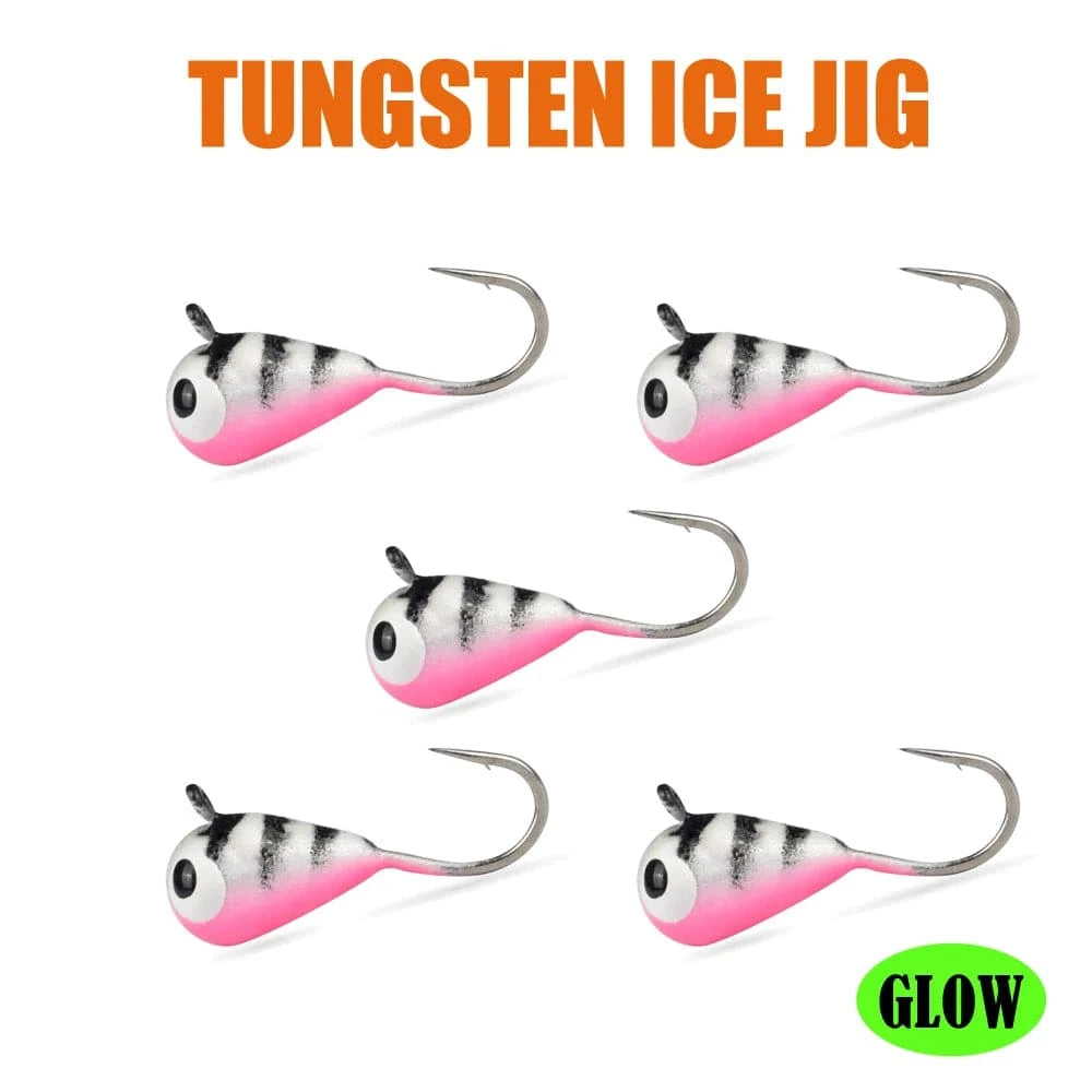 China China HP14 / 4.0mm MUUNN 5PCS Tungsten Ice Jigs Hayabusa Hook,2.7mm-6mm UV Glow Colorful Winter Fishing Hooks,Perch Crappie Bluegill Lure Tackel,