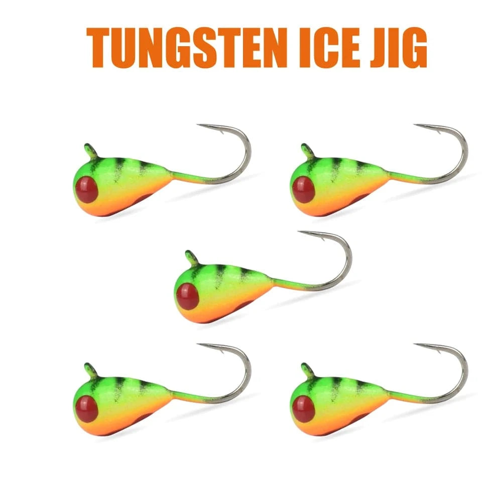 China China HP2 / 5.0mm MUUNN 5PCS Tungsten Ice Jigs Hayabusa Hook,2.7mm-6mm UV Glow Colorful Winter Fishing Hooks,Perch Crappie Bluegill Lure Tackel,