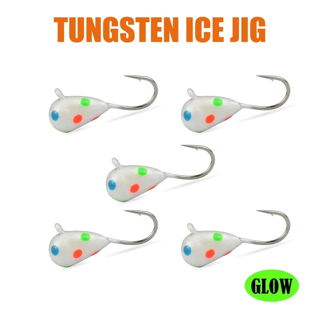 China China HP23 / 5.0mm MUUNN 5PCS Tungsten Ice Jigs Hayabusa Hook,2.7mm-6mm UV Glow Colorful Winter Fishing Hooks,Perch Crappie Bluegill Lure Tackel,