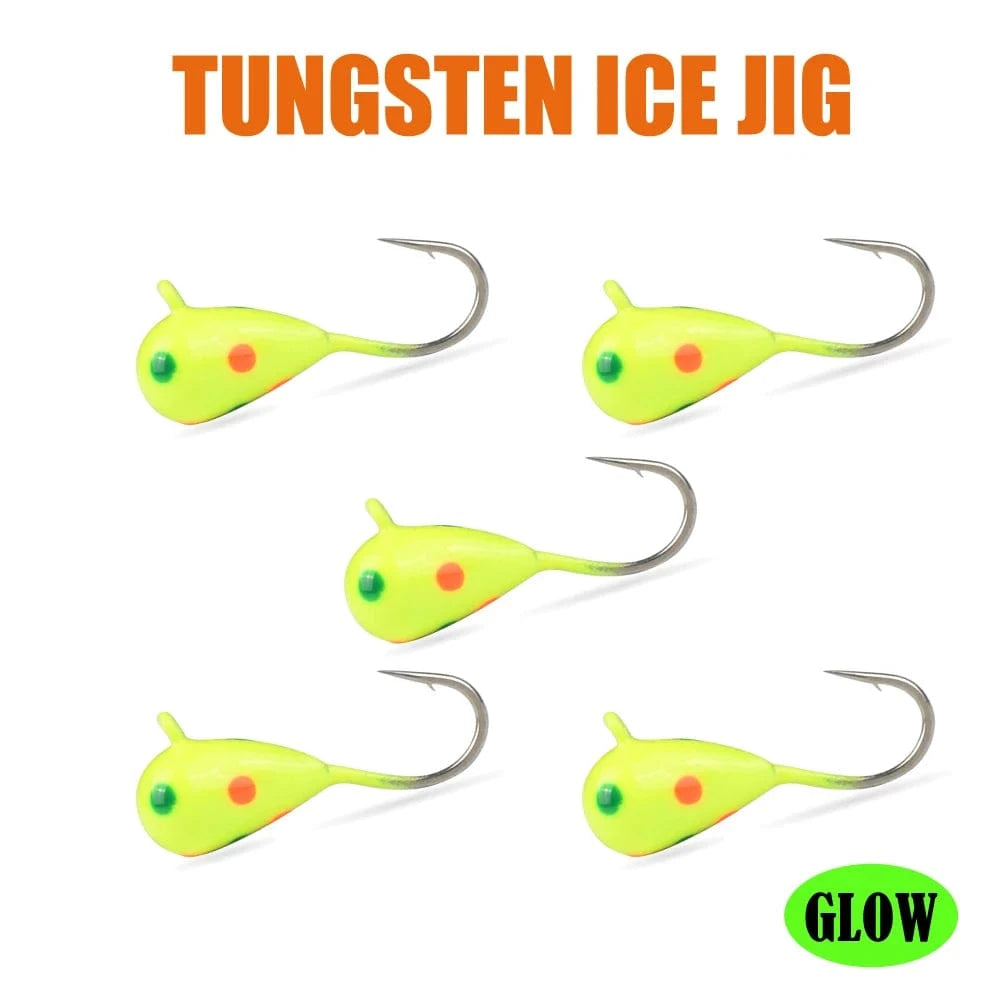 China China HP24 / 6.0mm MUUNN 5PCS Tungsten Ice Jigs Hayabusa Hook,2.7mm-6mm UV Glow Colorful Winter Fishing Hooks,Perch Crappie Bluegill Lure Tackel,