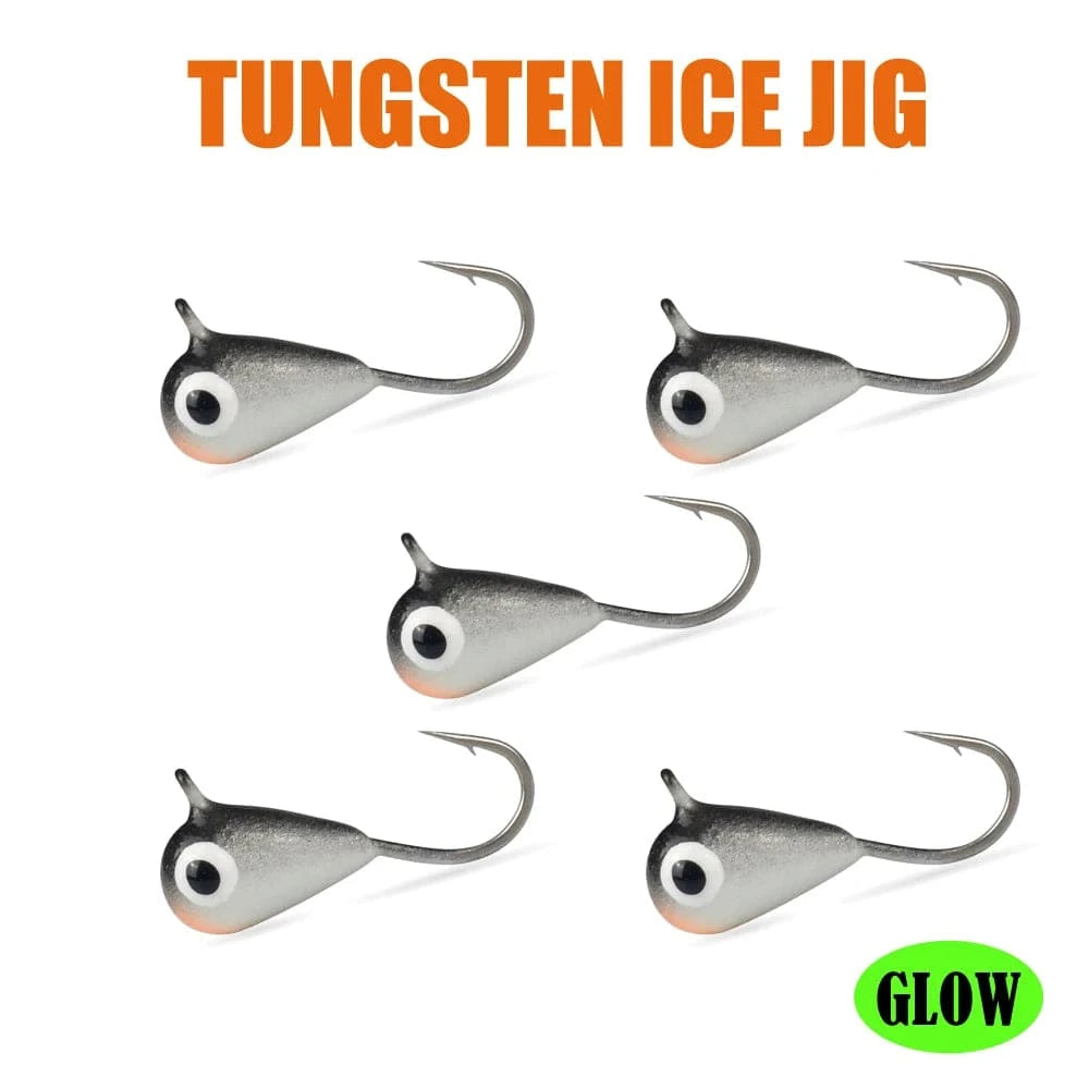 China China HP41 / 5.0mm MUUNN 5PCS Tungsten Ice Jigs Hayabusa Hook,2.7mm-6mm UV Glow Colorful Winter Fishing Hooks,Perch Crappie Bluegill Lure Tackel,