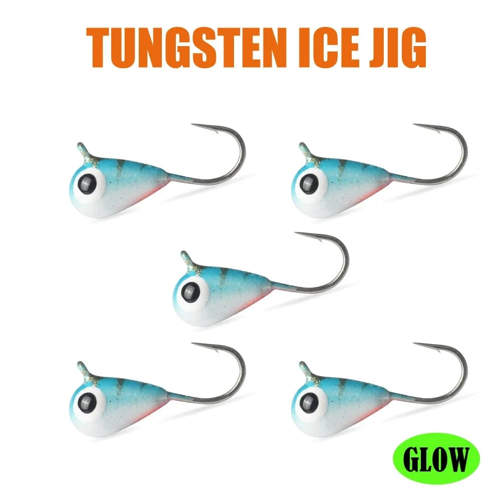 China China HP54 / 4.0mm MUUNN 5PCS Tungsten Ice Jigs Hayabusa Hook,2.7mm-6mm UV Glow Colorful Winter Fishing Hooks,Perch Crappie Bluegill Lure Tackel,