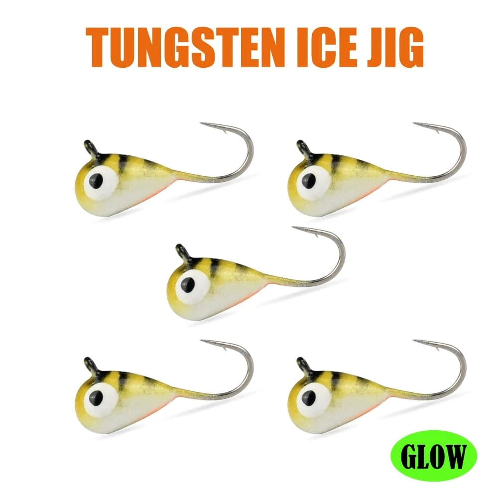 China China HP58 / 5.0mm MUUNN 5PCS Tungsten Ice Jigs Hayabusa Hook,2.7mm-6mm UV Glow Colorful Winter Fishing Hooks,Perch Crappie Bluegill Lure Tackel,