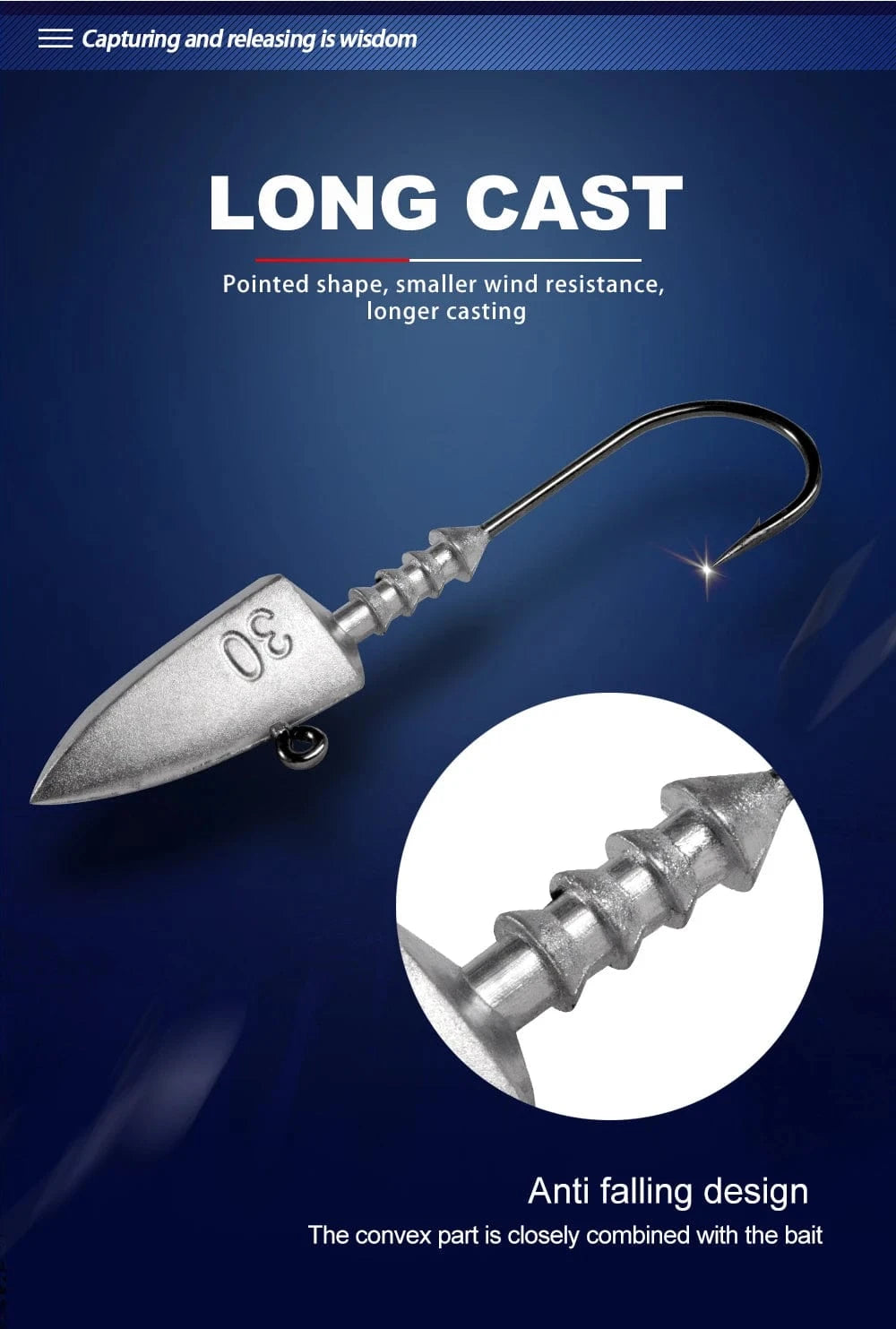China China Hunthouse fishing hooks jig head 20g 30g 40g 3 pcs/pack  fishing tackle equiped with soft lure peche 2020 new lw313
