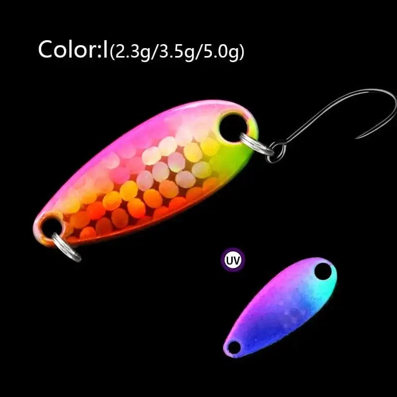 China China I / 5g LETOYO 2.3g/3.5g/5g Laser Spinner Lure UV Luminous Spoon Fishing Lure Double Painted Spinner Baits Colorful Trout Prech Lure