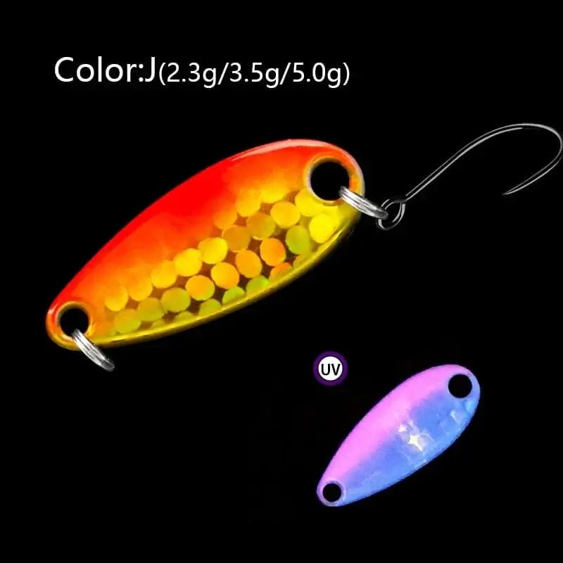 China China J / 2.3g LETOYO 2.3g/3.5g/5g Laser Spinner Lure UV Luminous Spoon Fishing Lure Double Painted Spinner Baits Colorful Trout Prech Lure