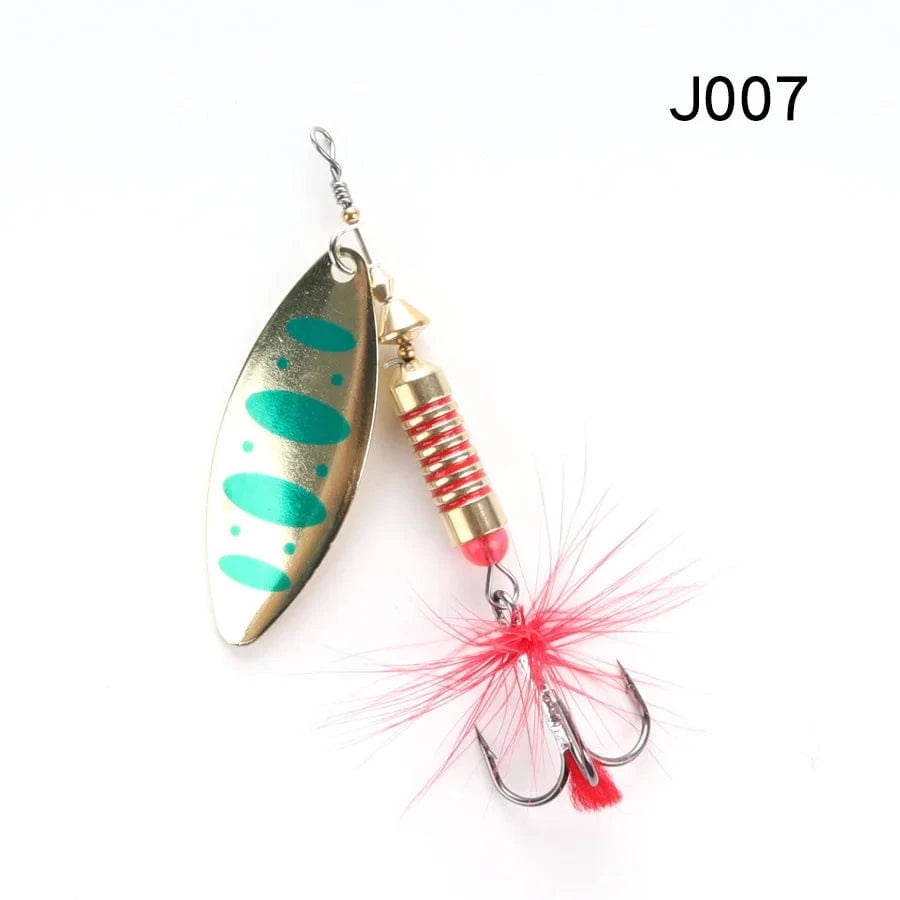 China China J007 / 10g W.P.E New Spinner Lure 4pcs/lot 22 color 6.5g/10g/13.5g Hard Lure Spoon Fishing Lure with Treble Hook Metal Fishing Tackle Pesca