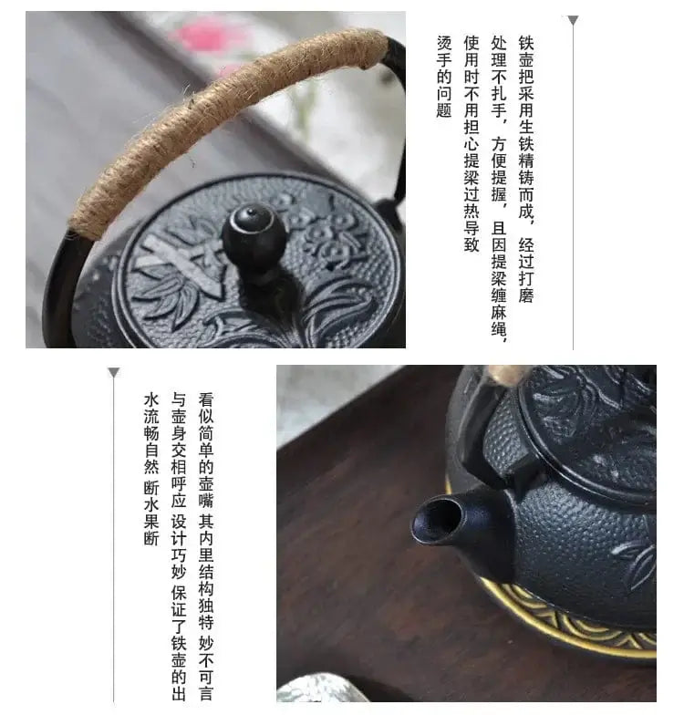 China China Japanese Cast Iron Teapot with Stainless Steel Net Infuser For Boiling Water Cooking Tea Pot Tetsubin Kettle 600ml