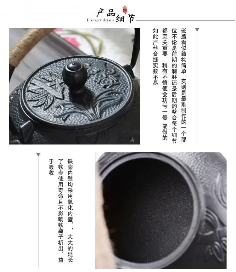 China China Japanese Cast Iron Teapot with Stainless Steel Net Infuser For Boiling Water Cooking Tea Pot Tetsubin Kettle 600ml