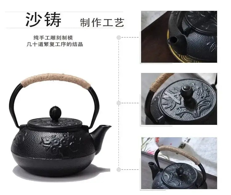 China China Japanese Cast Iron Teapot with Stainless Steel Net Infuser For Boiling Water Cooking Tea Pot Tetsubin Kettle 600ml