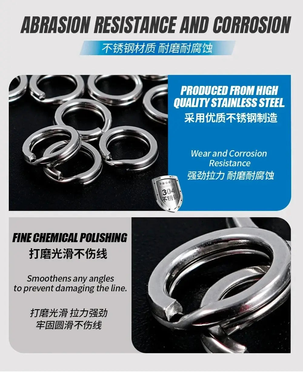 China China JIGGING PRO Split Rings Fishing 10/15Pcs Stainless Steel Lure Rings Fishing Connectors Snap Rings Fishing Accessories
