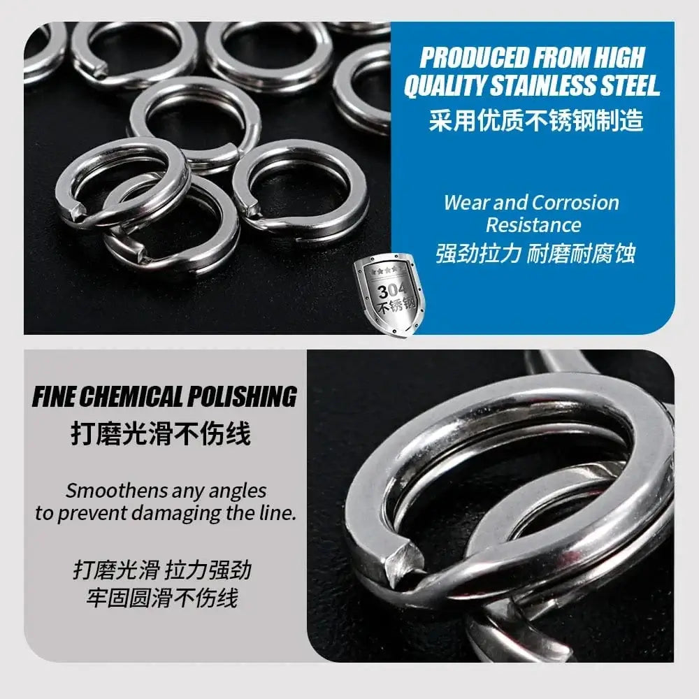 China China JIGGING PRO Split Rings Fishing 10/15Pcs Stainless Steel Lure Rings Fishing Connectors Snap Rings Fishing Accessories
