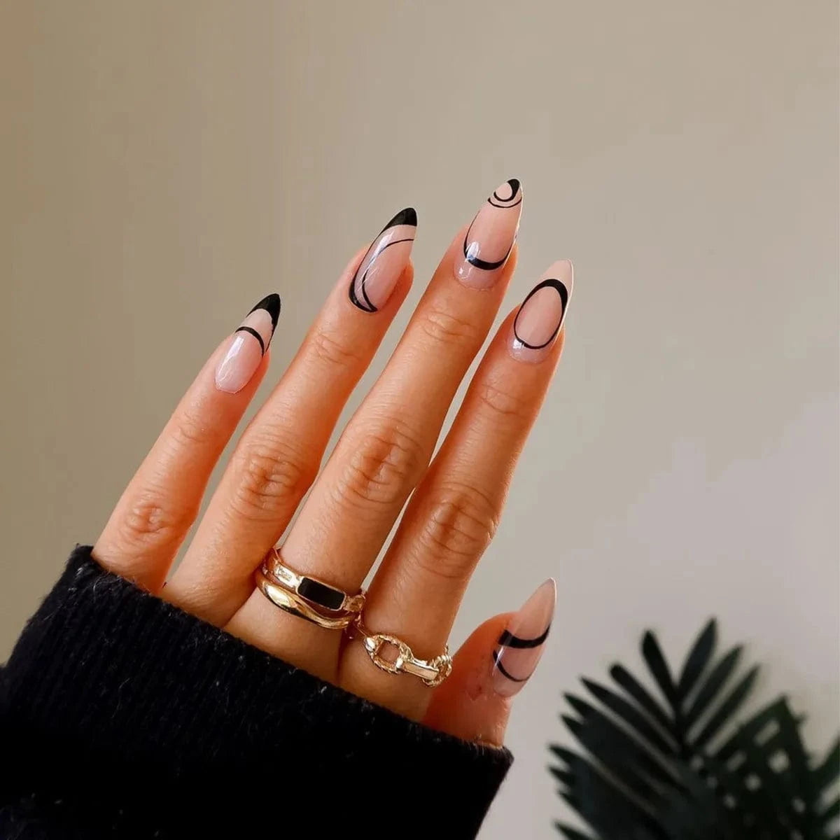 China China JP1420 24pcs Light Green Stripe Gradient Wearing Fake Nails Seamless Removable Full Cover Long False Nails Press On Nails With Designs