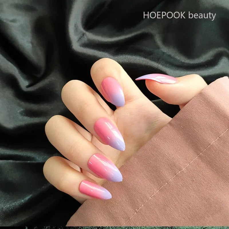 China China JP1539-B 24pcs Light Green Stripe Gradient Wearing Fake Nails Seamless Removable Full Cover Long False Nails Press On Nails With Designs